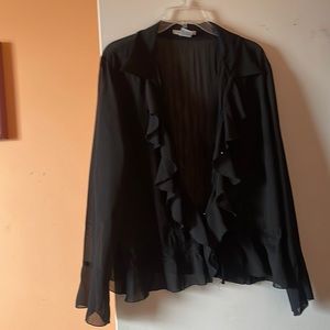 Black Sheer Button Down Blouse